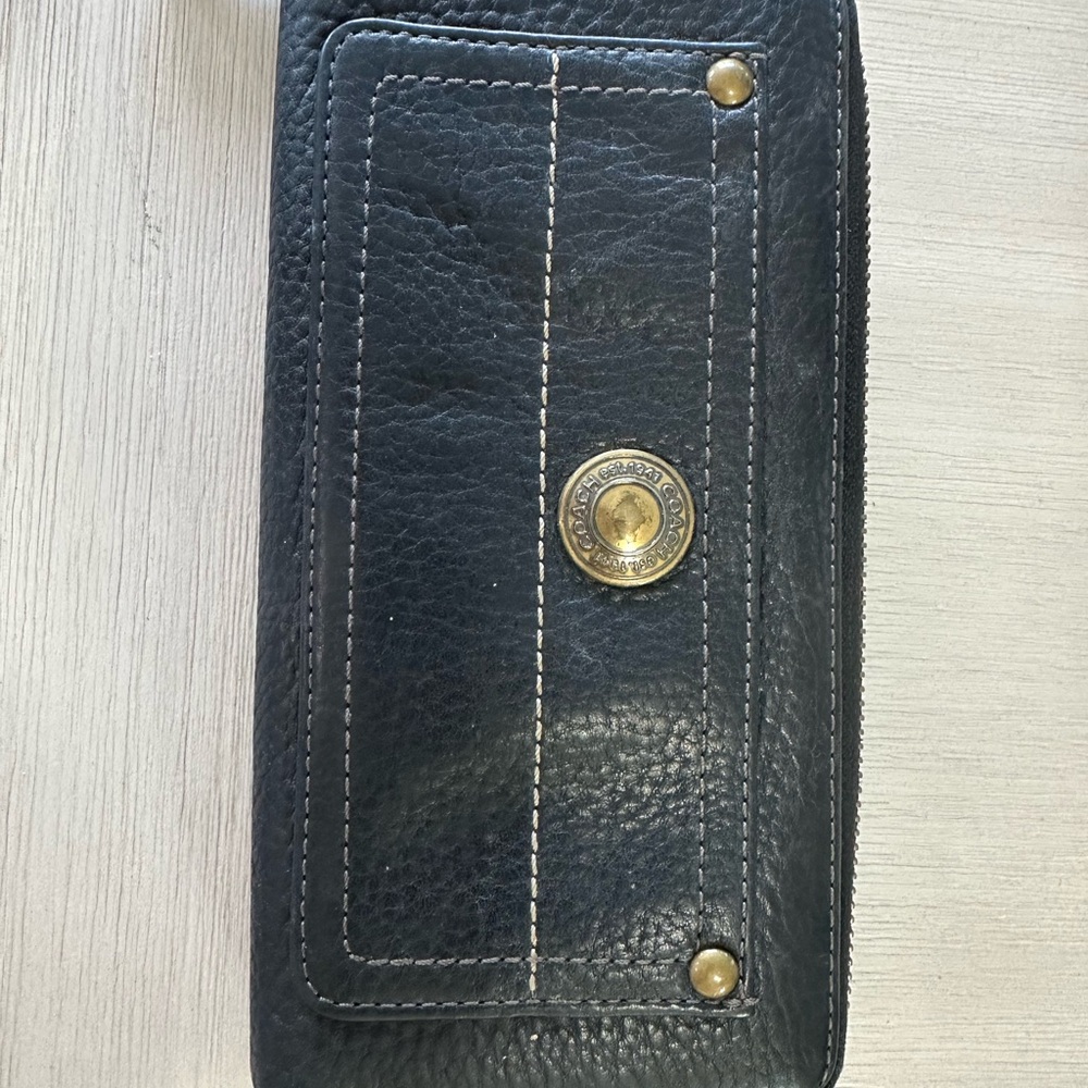 Black Leather Wallet with Gold Accents